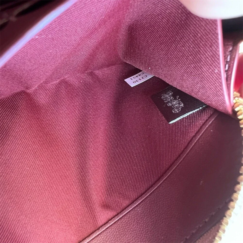 COACH Long Zip-Around Wallet Wristlet Nude Brown Pebble Leather w Gold Hardware - Picture 9 of 9